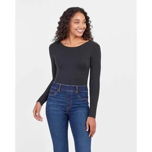NWT Spanx Scoop Neck Black Bodysuit Women’s Size Medium
